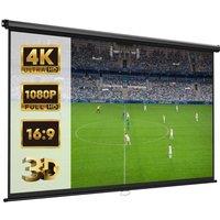 VonHaus 90" Wall & Ceiling Mountable Pull Down Projection Screen in White