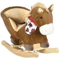HOMCOM Kids Rocking Horse, Plush Baby Rocking Chair w/ Safety Belt, Sounds - Brown