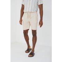 Brave Soul Men's Cotton Seersucker Shorts in Stone | Size: Medium