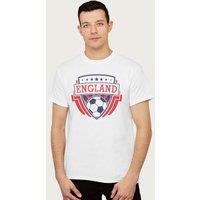 Coto7 Men's England Emblem Badge World Cup Football T-Shirt in White | Size: 2XL