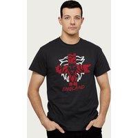 Coto7 Men's England Lion Mane Outline World Cup Football T-Shirt in Black | Size: Large