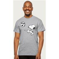 Peanuts Men's Football Snoopy The Striker England Euro T-Shirt in Mid Grey | Size: 2XL