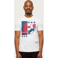 Coto7 Men's England Lion Stars World Cup Football Art T-Shirt in White | Size: Medium