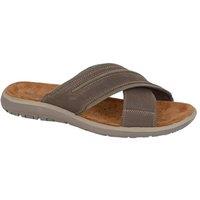 Roamers Men's Nubuck Crossover Strap Mules in Brown | Size: 7