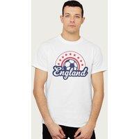 Coto7 Men's England Star World Cup Football Outline T-Shirt in White | Size: 2XL