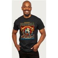 Coto7 Men's Retro 70's Championship Football England World Cup T-Shirt in Black | Size: Large