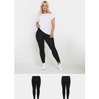Yours Women's 2 Pack Jersey Leggings in Black | Size: 14S