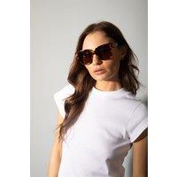 SVNX Women's Tortoiseshell Oversized Cat Eye Sunglasses in Brown
