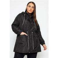 Yours Women's Lightweight Parka Jacket in Black | Size: 30-32