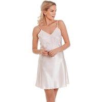 Lady Olga Women's English Made Short Nightdress with Deep Lace Detail in Pale Pink | Size: 18-20