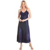 Lady Olga Women's English Made Long Nightdress with Deep Lace Detail in Navy | Size: 18-20