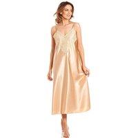 Lady Olga Women's English Made Long Nightdress with Deep Lace Detail in Gold | Size: 18-20