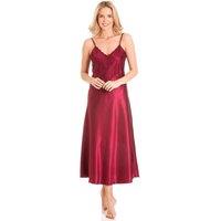 Lady Olga Women's English Made Long Nightdress with Deep Lace Detail in Burgundy | Size: 14-16