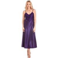 Lady Olga Women's English Made Long Nightdress with Deep Lace Detail in Purple | Size: 8-10