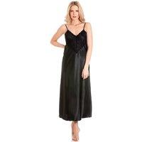 Lady Olga Women's English Made Long Nightdress with Deep Lace Detail in Black | Size: 22-24