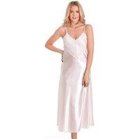 Lady Olga Women's English Made Long Nightdress with Deep Lace Detail in Pale Pink | Size: 8-10