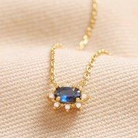 Lisa Angel Women's Blue Crystal Gold Pendant Necklace