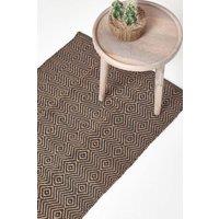 Homescapes Black Geometric Jute Rug, 66 x 200 cm | Size: 66 cm x 200 cm