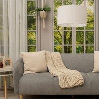 ValueLights Reni White Fabric Easy Fit Drum Ceiling Lamp Shade | Size: Large