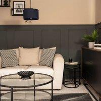 ValueLights Reni Navy Blue Fabric Easy Fit Drum Ceiling Lamp Shade | Size: Large