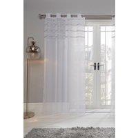 OHS Pair of Diamante Voile Eyelet Net Curtains in White | Size: 140 cm width x 220 cm drop