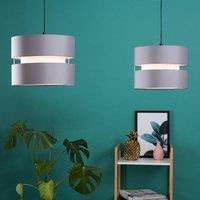 ValueLights Sophia Pair of Two Small 26cm Drum Easy Fit Ceiling Light Lamp Shades in Grey | Size: 10 inches