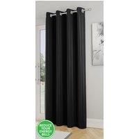 Enhanced Living 'Nightfall' Black Plain Supersoft Thermal Blockout Single Eyelet Door Curtain | Size: 168 cm width x 214 cm drop