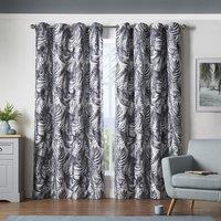 Luxury Living Mala Room Darkening Ring Top Curtains in Grey | Size: 168 cm width x 137 cm drop
