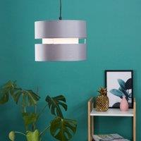 ValueLights Sophia Small 26cm Drum Easy Fit Ceiling Light Lamp Shade with Bulb in Grey | Size: 10 inches