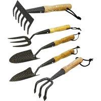 simpa 5PC Hammered Carbon Steel Midi Garden Hand Tool Set in Black