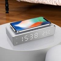 Menkind RED5 Mirrored Design Wireless Charging Alarm Clock in Yellow