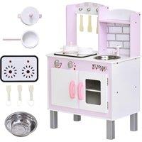 Kids Kitchen Play Set with Sounds Utensils Pans Storage Child Role