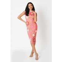 Hand Embellished Floral Pencil Dress