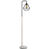 Talisman Copper Floor Lamp With Marble Base Black Wire Shade And Warm White Bulb