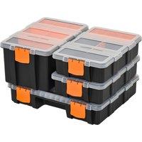 Set Of 4 Plastic DIY Tool Storage Boxes with Inside Dividers Locking Lids