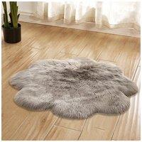 90CM Soft Fluffy Rug Grey Faux Sheepskin Fur Rug Shaggy Couch Mat for Bedroom Living Room