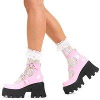 Lamoda Women's Slow Jamz Pink Heart Chunky Platform Ankle Boots Trendy Streetwear | Size: 5