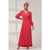 Jolie Moi Women's Giulia Long Sleeve Maxi Dress in Red | Size: 8