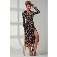 Jolie Moi Women's Becca Long Sleeve Jersey Shirt Dress in Brown | Size: 10