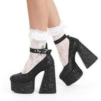 Lamoda Women's Starlight BlackGlitter Platform 'Heels' Chic Trendy Party Bold Shoes UK8 in Black | Size: 6