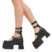 Lamoda Women's Good Riddance Black Chunky Platform Ankle Boots Trendy Comfortable | Size: 6