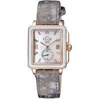 Bari Diamond Mother of Pearl Dial IP RG Case Leather Strap Swiss Quartz Watch