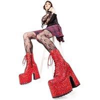 Lamoda Women's 'Spotlight' Chunky Platform Ankle Boots in Red | Size: 3