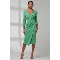 Jolie Moi Women's Violetta 3/4 Sleeve Bodycon Dress in Green | Size: 12