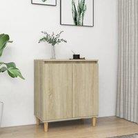Berkfield Home Sideboard with Solid Wood Legs Sonoma Oak 60x35x70 cm Engineered Wood in Brown | Size: 60 x 35 x 70 cm
