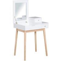 HOMCOM Dressing Table Vanity Desk Flip-up Mirror 2 Drawers in White