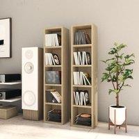 Berkfield Home CD Cabinets 2 pcs Sonoma Oak 21x16x93.5 cm Engineered Wood in Brown