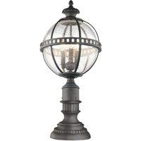 Netlighting Halleron 3 Light Outdoor Pedestal Lantern Grey IP44 E14