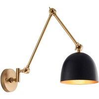 Netlighting Lehal Dome Adjustable Arm Wall Lamp Antique Solid Brass Matt Black in Gold