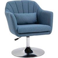 HOMCOM Stylish Retro Linen Swivel Tub Chair Steel Frame Cushion Seat in Blue
